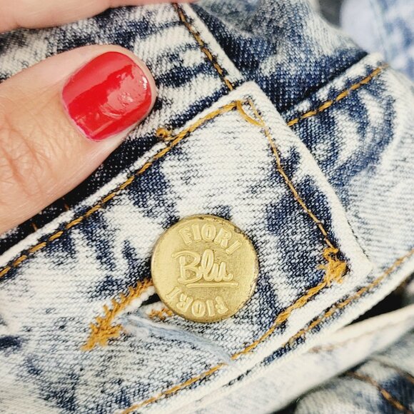 FIORI Blu Vintage Blue Cotton Acid Wash Pockets High Rise Jean Retro Size 34 - Picture 8 of 16